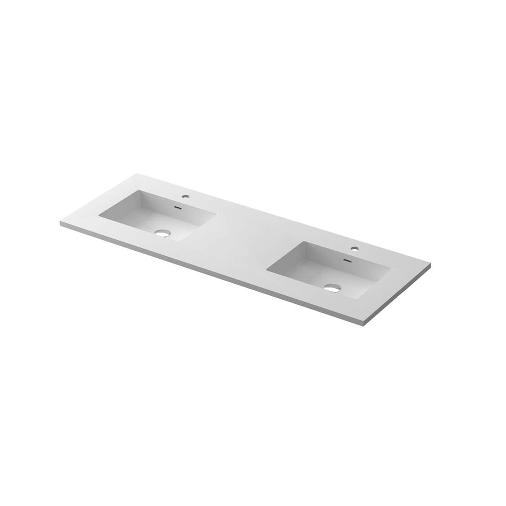 LAVIVA VIVA Stone 60'' Double Sink Matte White - Solid Surface Countertop