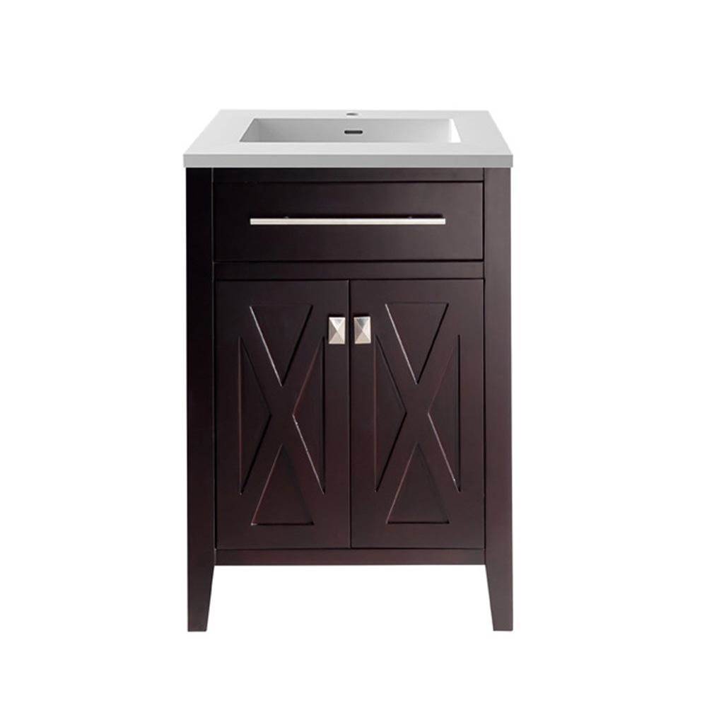LAVIVA Wimbledon - 24 - Brown Cabinet And Matte White VIVA Stone Solid Surface Countertop
