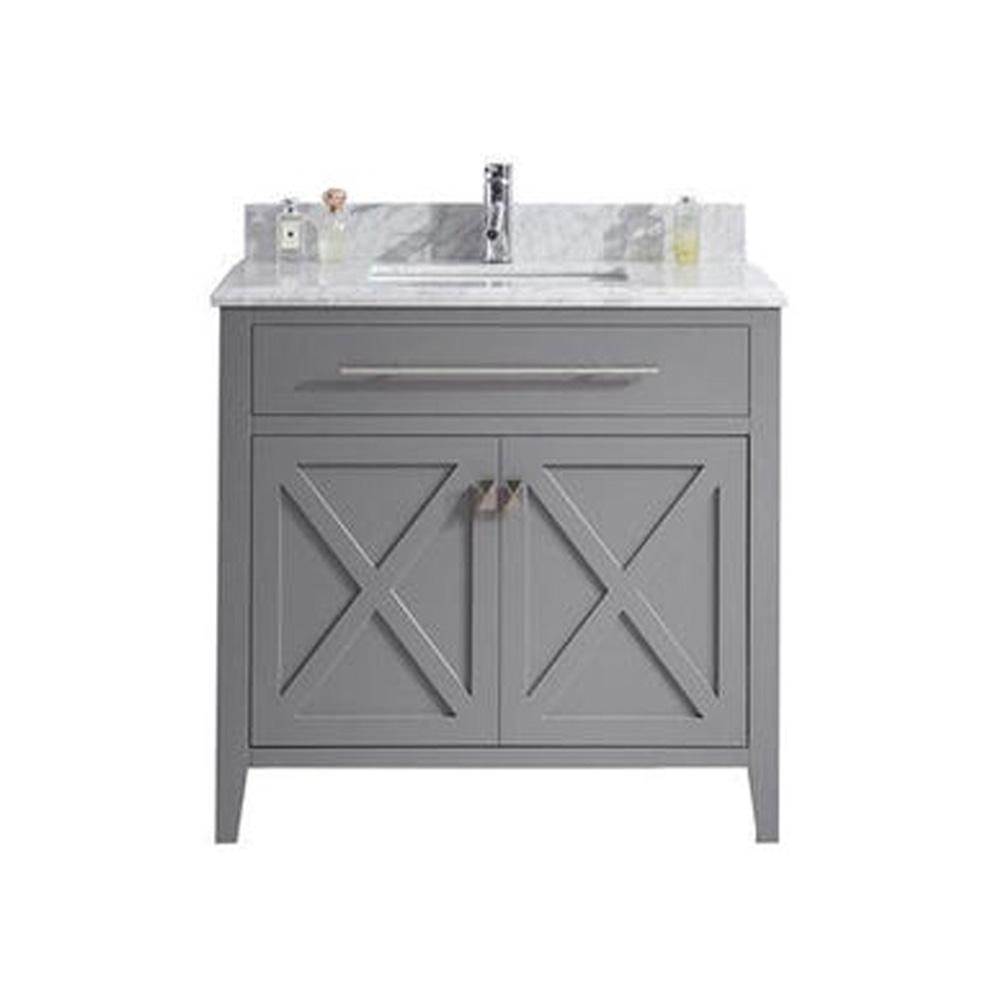 LAVIVA Wimbledon - 36 - Grey Cabinet And White Carrara Marble Countertop