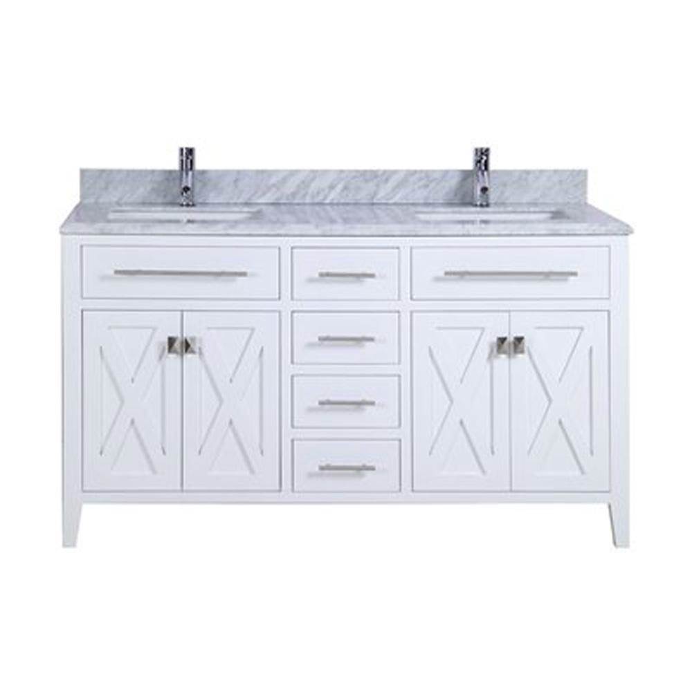 LAVIVA Wimbledon - 60 - White Cabinet And White Carrara Marble Countertop