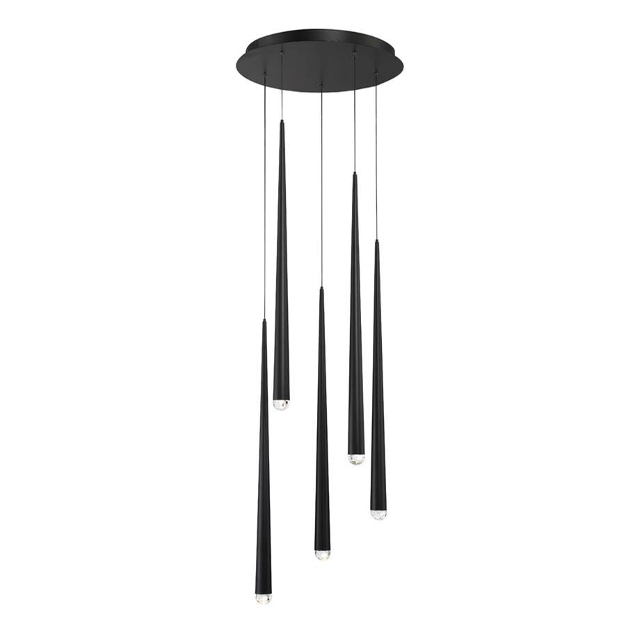 Modern Forms Cascade 17'' LED Multi-Light Pendant Light 3500K in Black