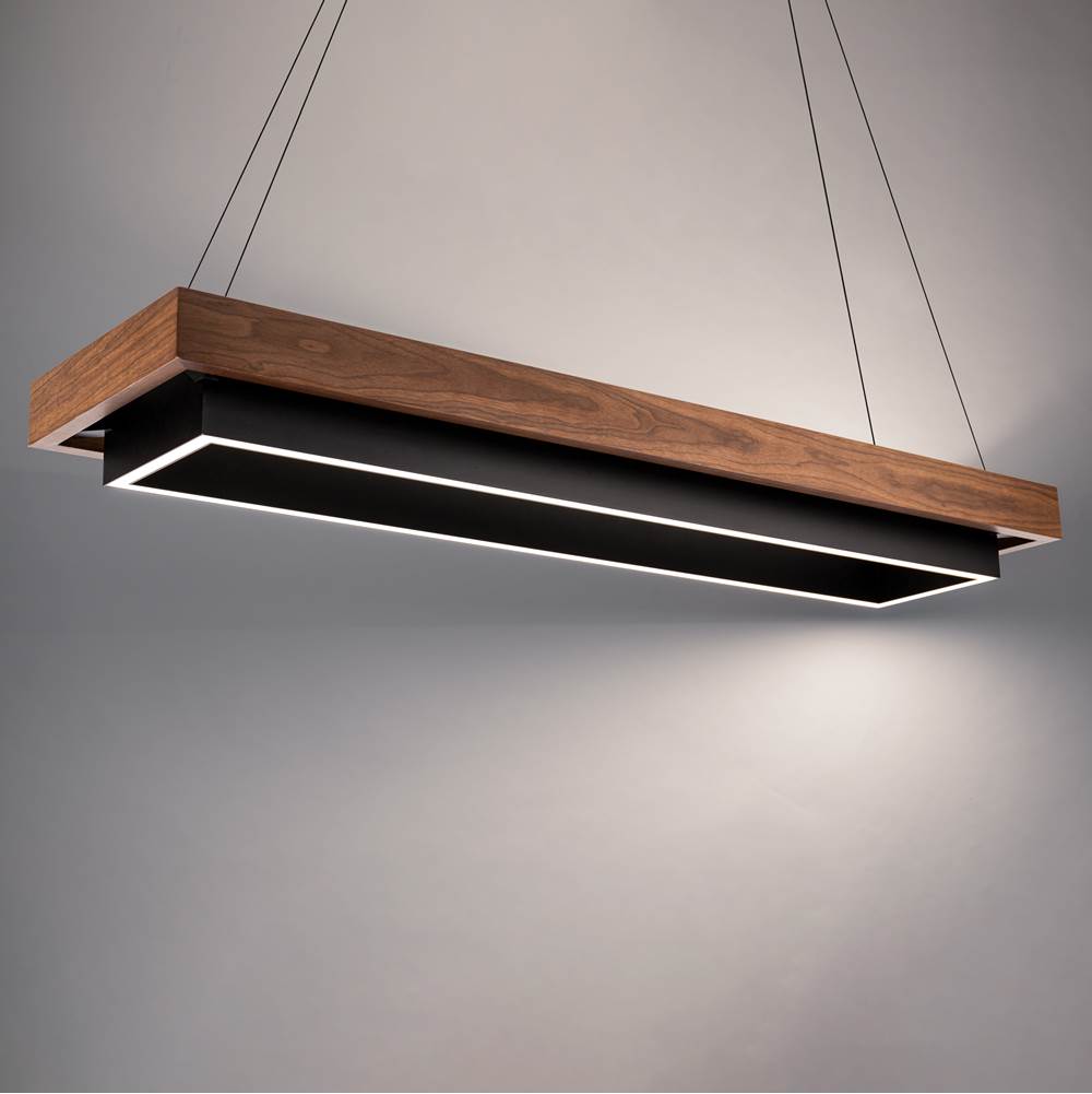 Modern Forms Hustler 54'' LED Indoor Linear Pendant Light 3000K in Black and Dark Walnut