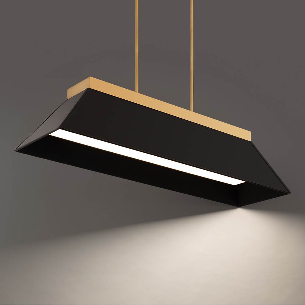 Modern Forms Bentley 44'' LED Indoor Linear Pendant Light 3000K in Black Leather and Aged Brass