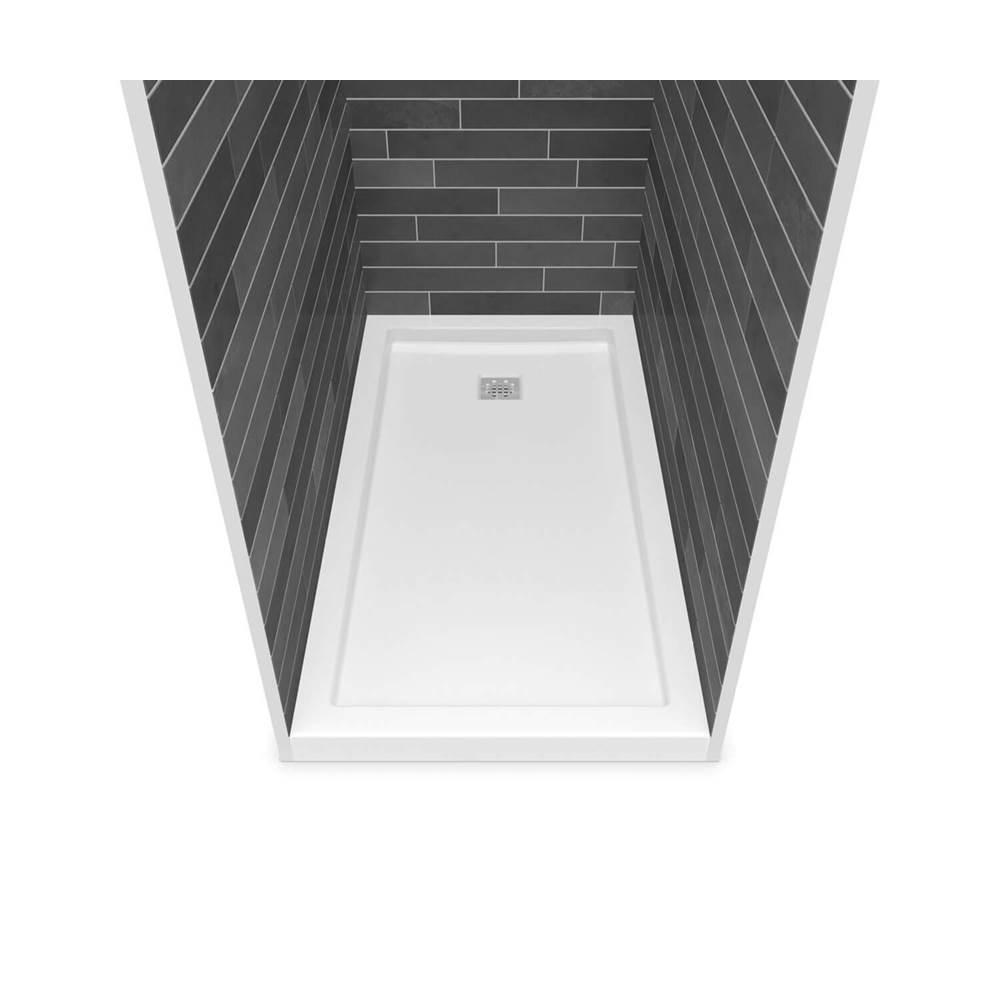 Maax B3Square 6036 Acrylic Alcove Deep Shower Base in White with Back End Drain