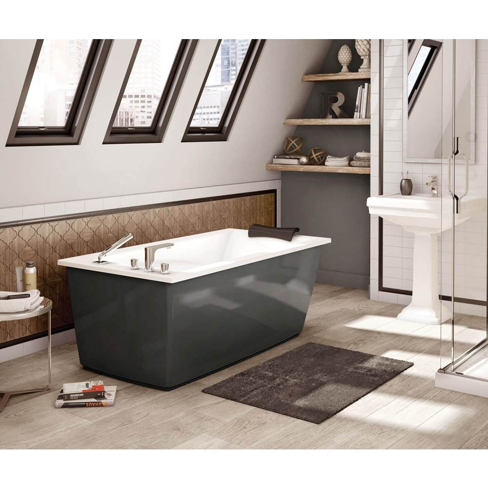 Maax Optik 6032 F Acrylic Freestanding End Drain Bathtub in White with Thunder Grey Skirt