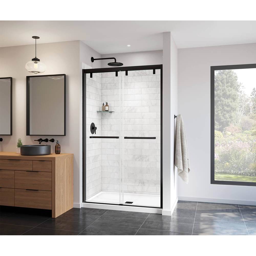 Maax Uptown 44-47 x 76 in. 8 mm Bypass Shower Door for Alcove Installation with Clear glass in Matte Black