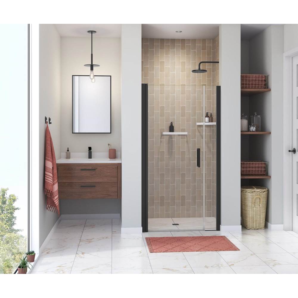 Maax Manhattan 35-37 x 68 in. 6 mm Pivot Shower Door for Alcove Installation with Clear glass & Round Handle in Matte Black