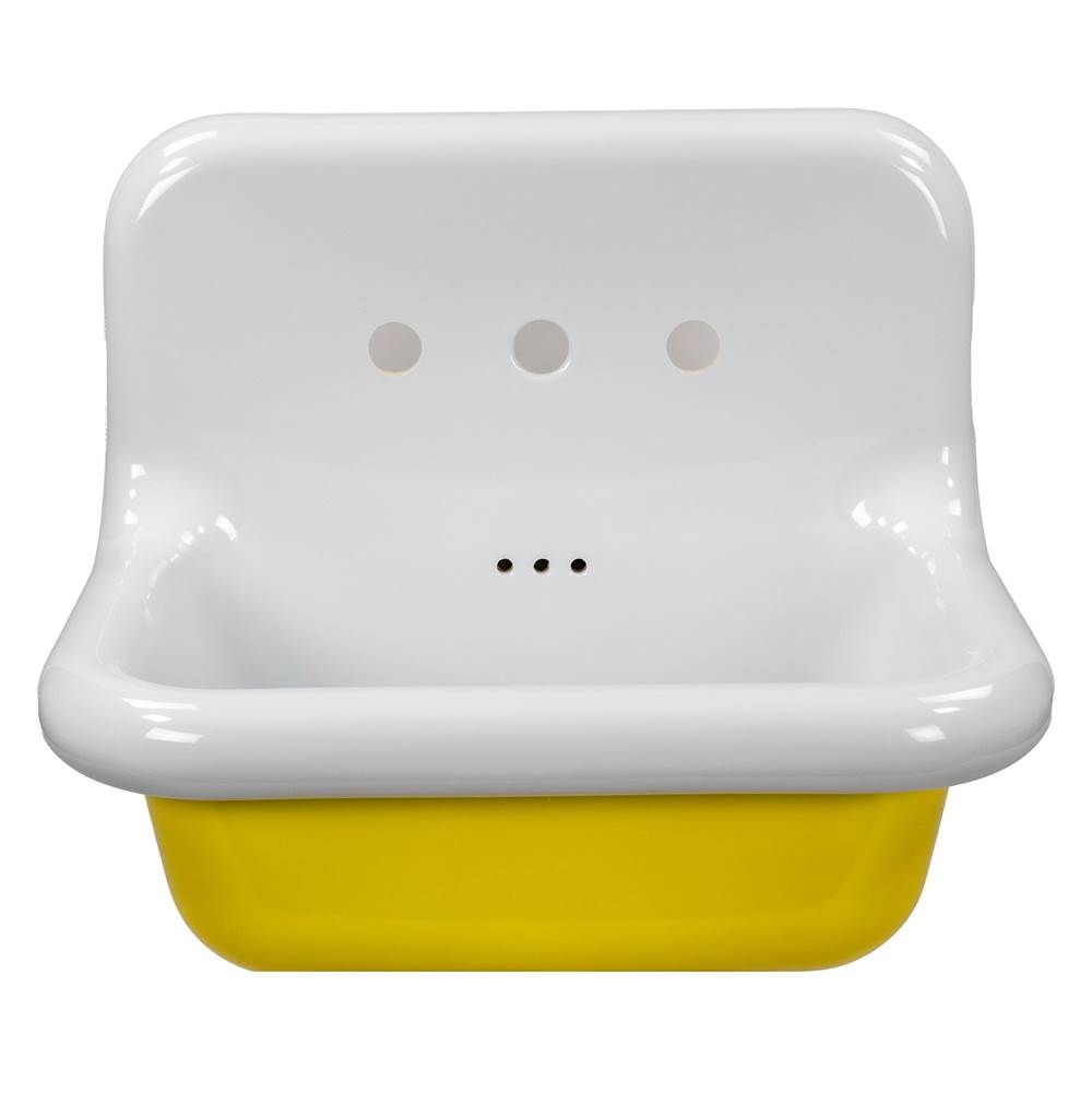 Nantucket Sinks Fireclay 30'S Style Sink In White With A Yellow Bottom