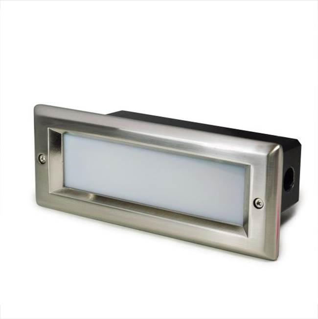 Nora Lighting Brick Die-Cast LED Step Light w/ Frosted Lens Face Plate, 47lm, 4W, 3000K, Brushed Nickel, 120-277V Non-Dimming