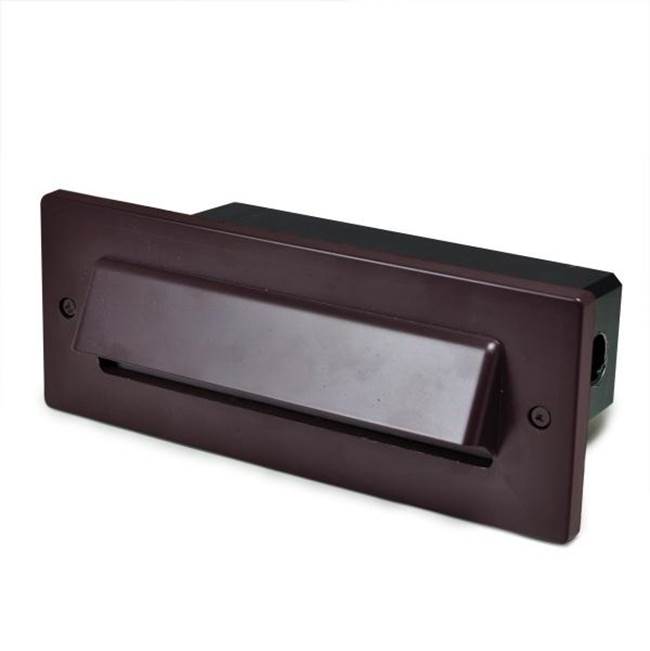 Nora Lighting Brick Die-Cast LED Step Light w/ Horizontal Shroud Face Plate, 47lm, 4W, 3000K, Bronze, 120-277V Non-Dimming