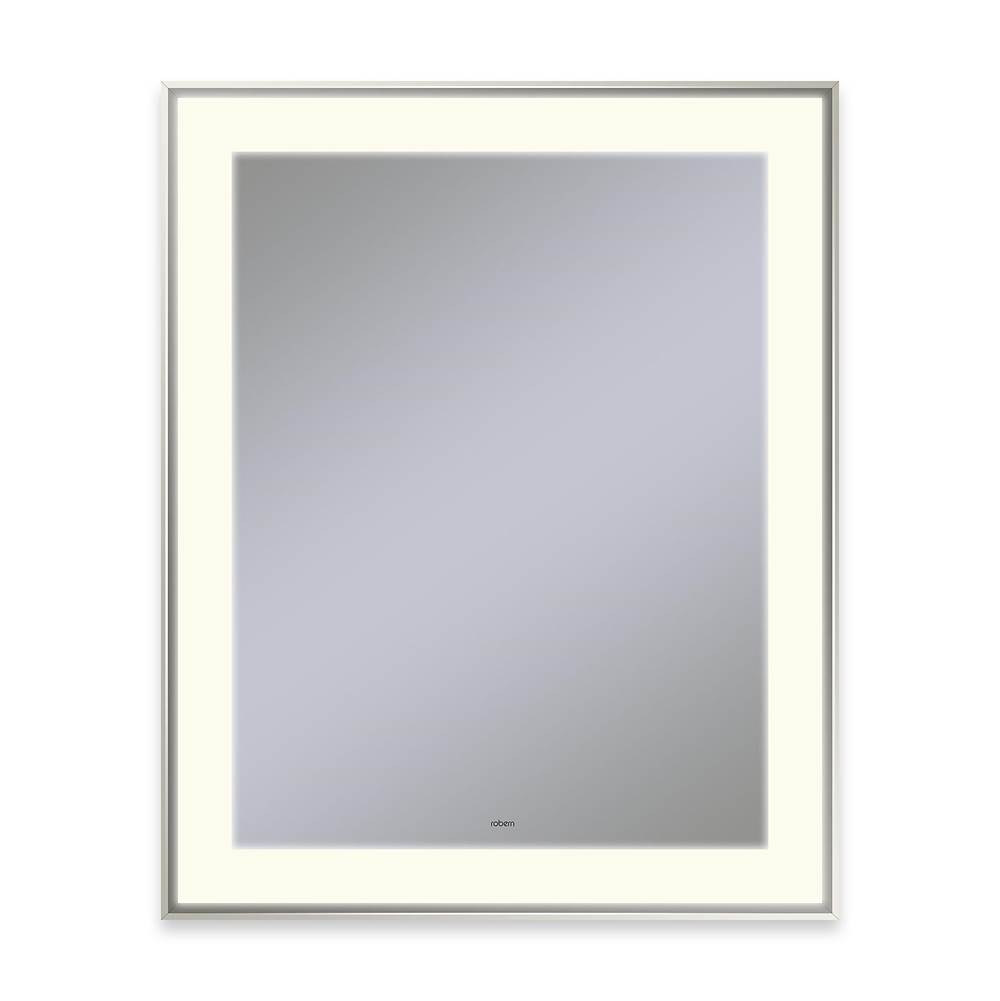 Robern Sculpt Lighted Mirror, 25'' x 31'' x 2-1/4'', Slim Museum Frame, Polished Nickel, Perimeter Light Pattern, 2700K Color Temperature (Warm White)