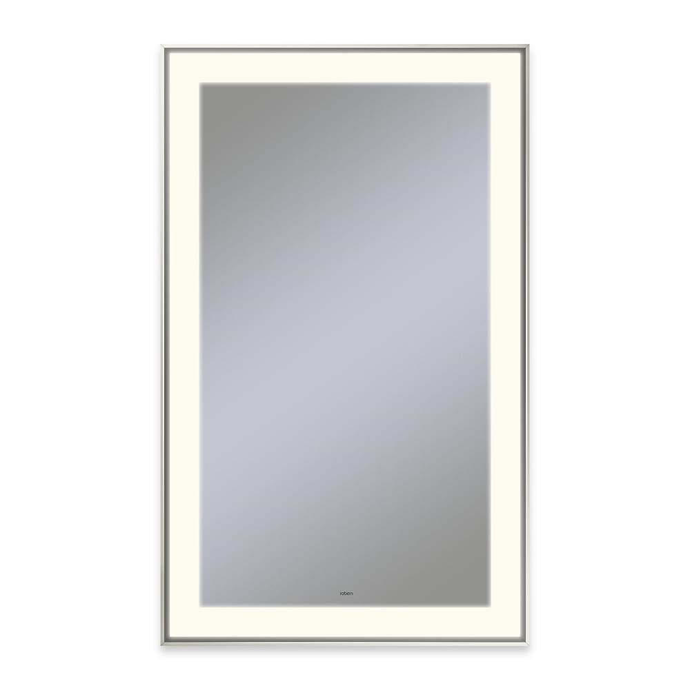 Robern Sculpt Lighted Mirror, 25'' x 41'' x 2-1/4'', Slim Museum Frame, Polished Nickel, Perimeter Light Pattern, 2700K Color Temperature (Warm White)