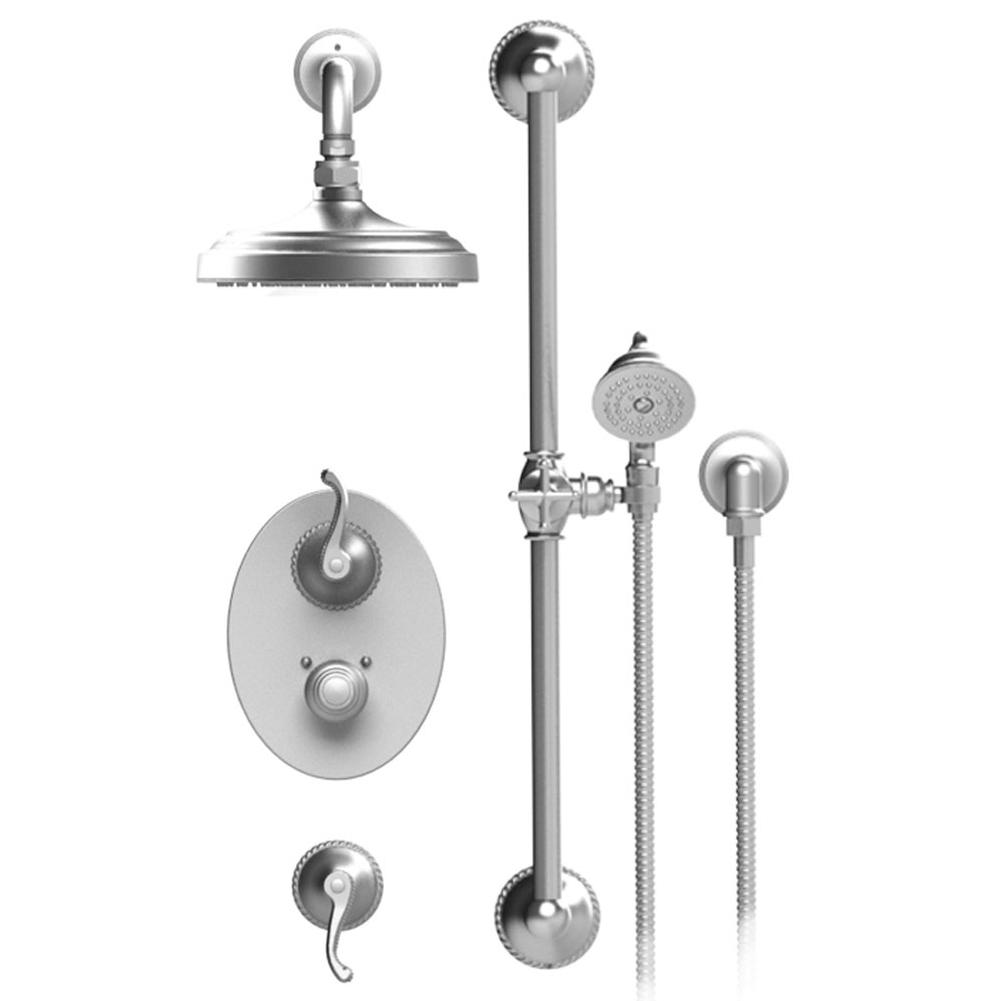 Rubinet Temperature Control Shower With Two Way Diverter & Shut-Off, With One Seperate Volume Control, Hand Held Shower, Bar, Integral Supply, Two Body Sprays