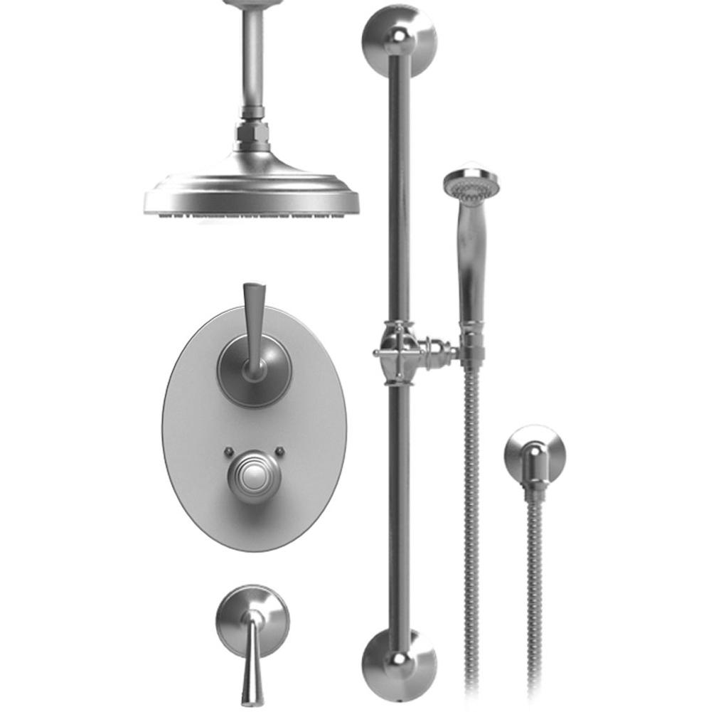 Rubinet Temperature Control Shower With Two Seperate Volume Controls, Aquatron Shower Head, Bar, Integral Supply & Hand Held Shower 8'' Ceiling Mount Trim Onl