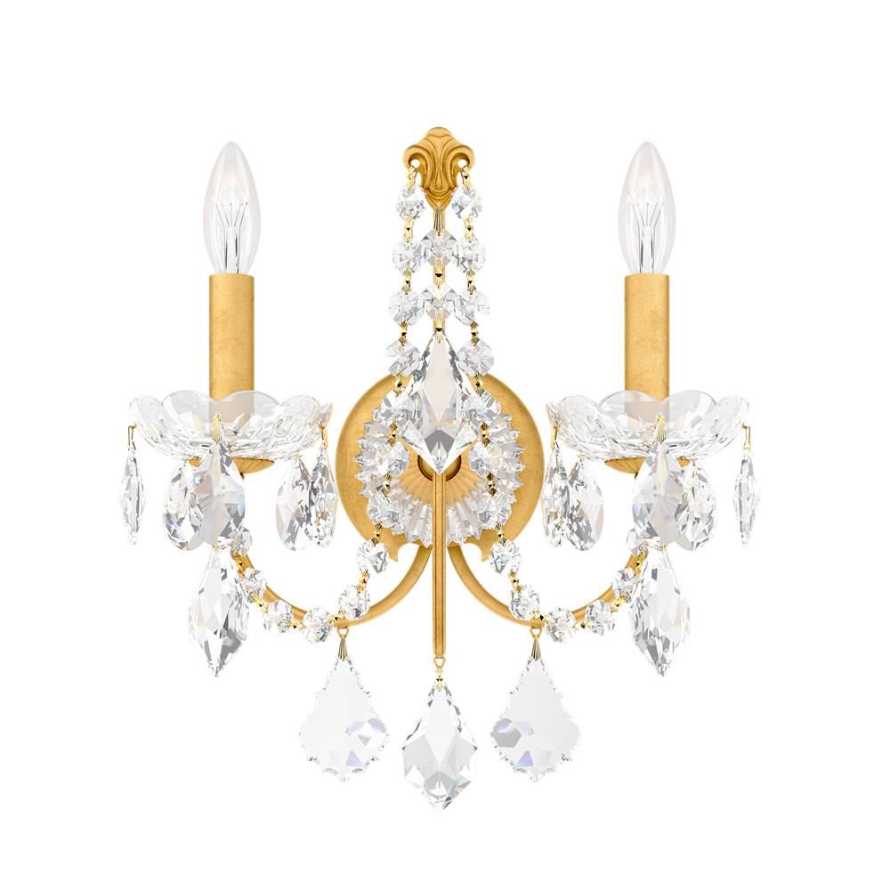 Schonbek Century 2 Light 110V Wall Sconce in Heirloom Gold with Clear Heritage Crystal