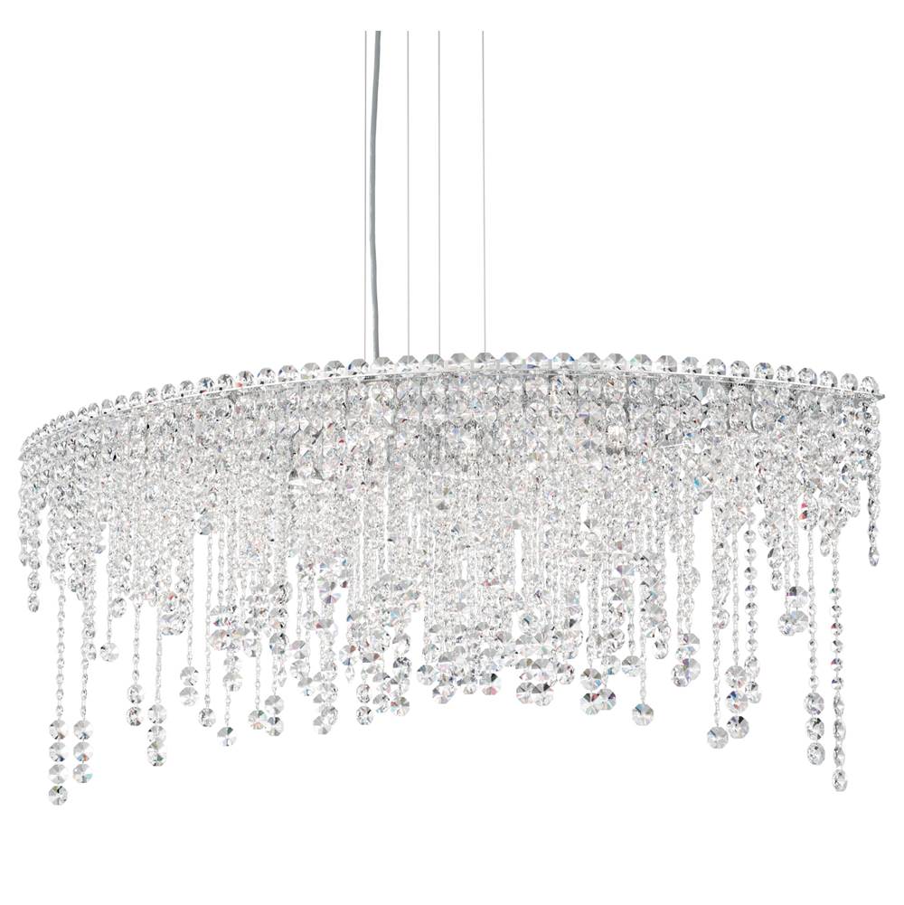 Schonbek Chantant 8 Light 120V Linear Pendant in Polished Stainless Steel with Clear Radiance Crystal