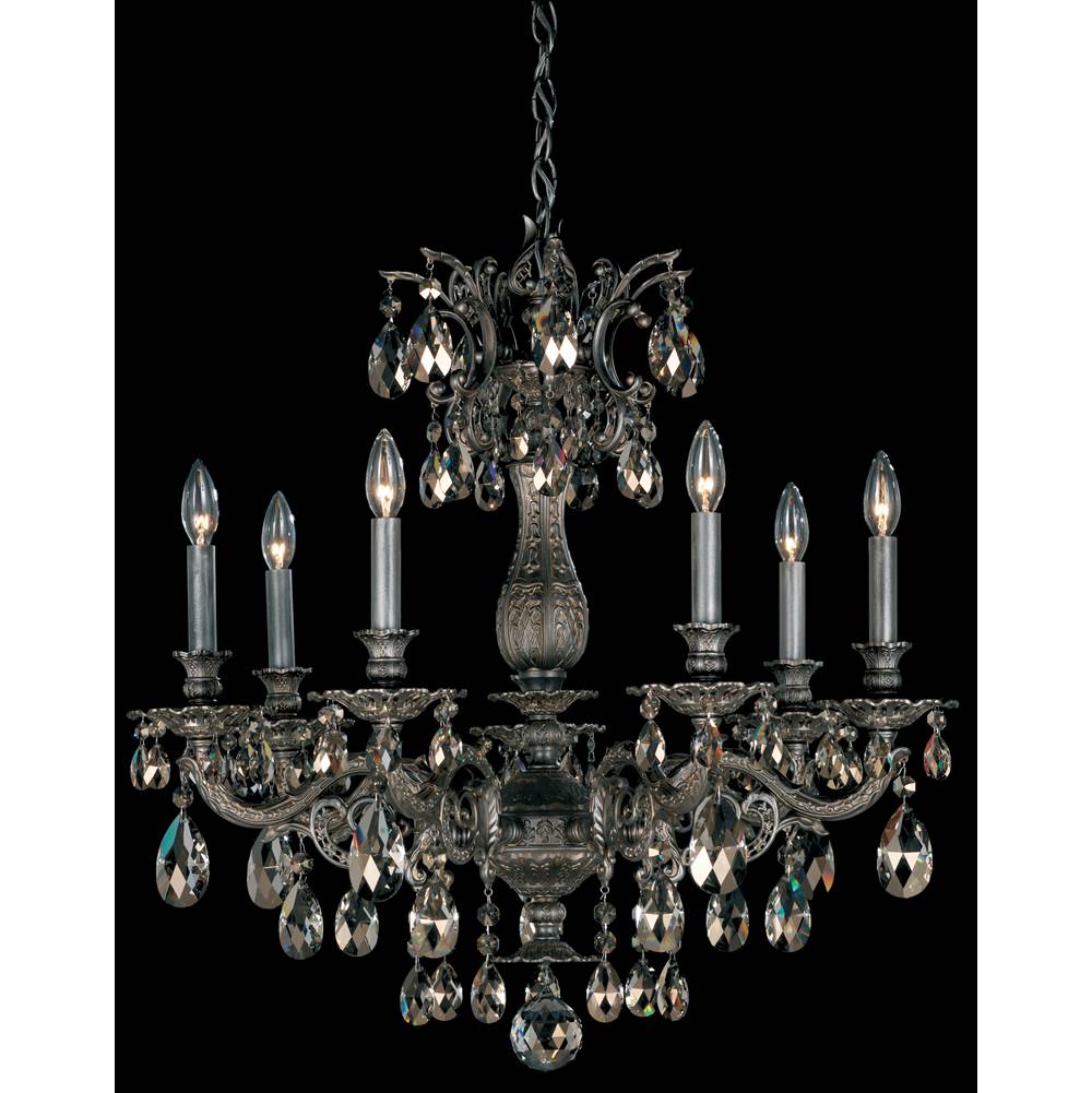 Schonbek Milano 7 Light 120V Chandelier in Parchment Gold with Clear Radiance Crystal