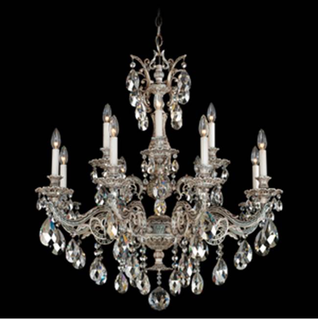 Schonbek Milano 12 Light 110V Chandelier in Parchment Gold with Clear Crystals From Swarovski®