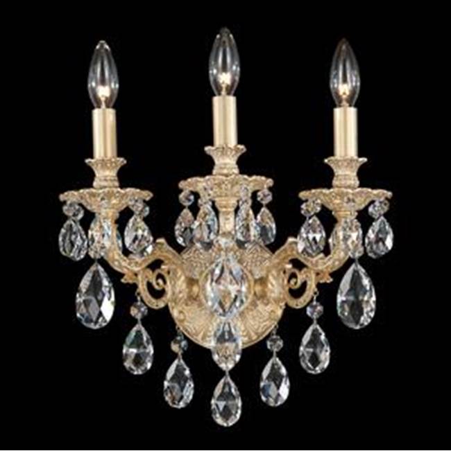 Schonbek Milano 3 Light 110V Wall Sconce in Heirloom Bronze with Clear Crystals From Swarovski®