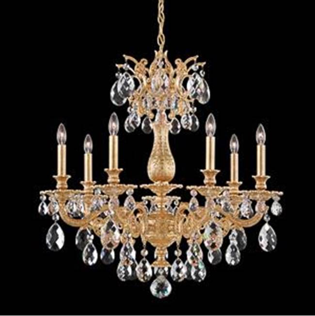 Schonbek Milano 7 Light 110V Chandelier in French Gold with Clear Crystals From Swarovski®