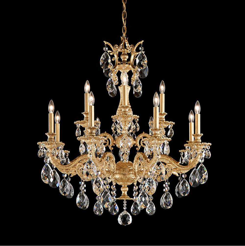 Schonbek Milano 12 Light 120V Chandelier in Antique Silver with Clear Radiance Crystal