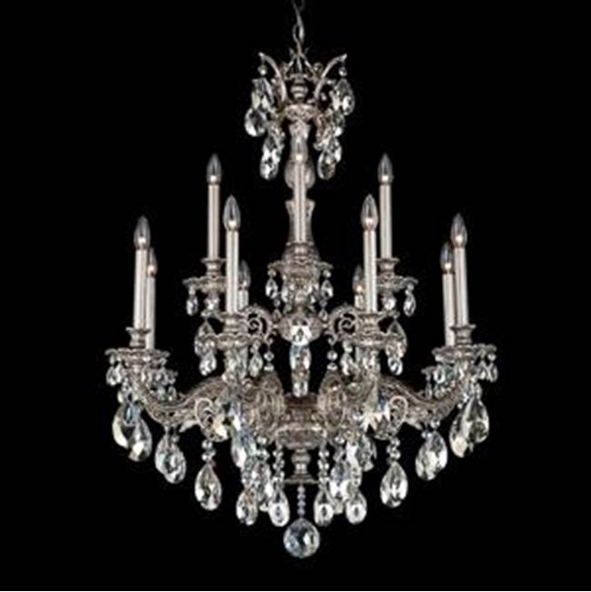 Schonbek Milano 12 Light 110V Chandelier in Parchment Gold with Clear Crystals From Swarovski®