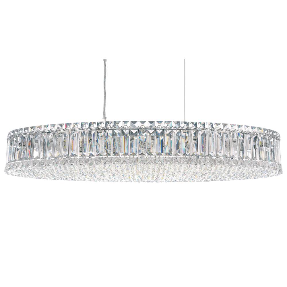 Schonbek Plaza 16 Light 120V Linear Pendant in Polished Stainless Steel with Clear Optic Crystal