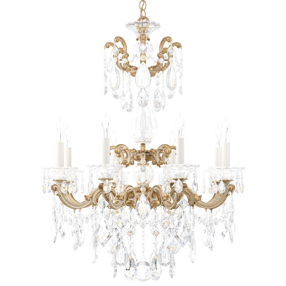 Schonbek La Scala 8 Light 110V Chandelier in Parchment Gold with Clear Heritage Crystal