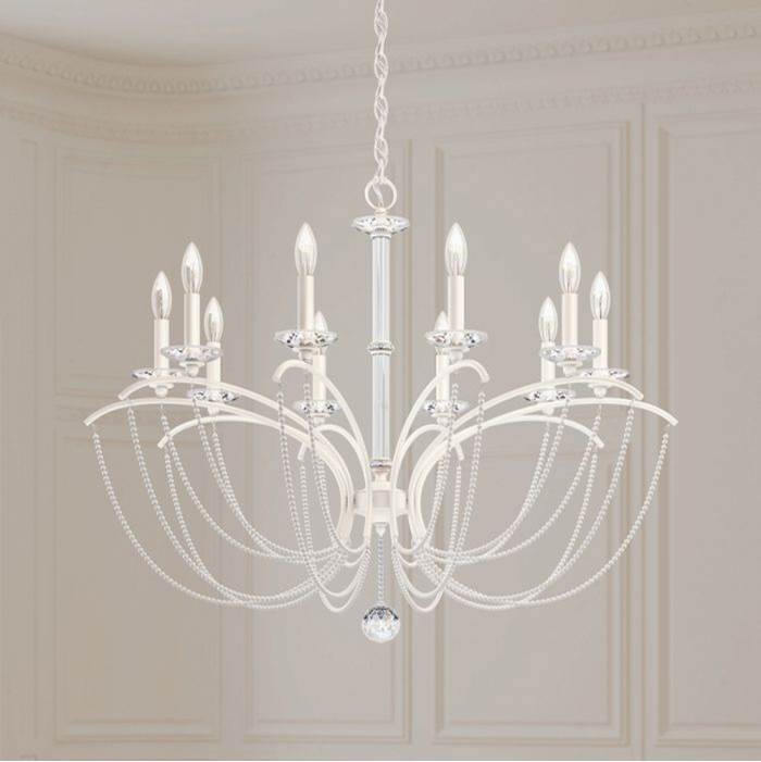 Schonbek Priscilla 10 Light Chandelier With White Finish And White Pearl