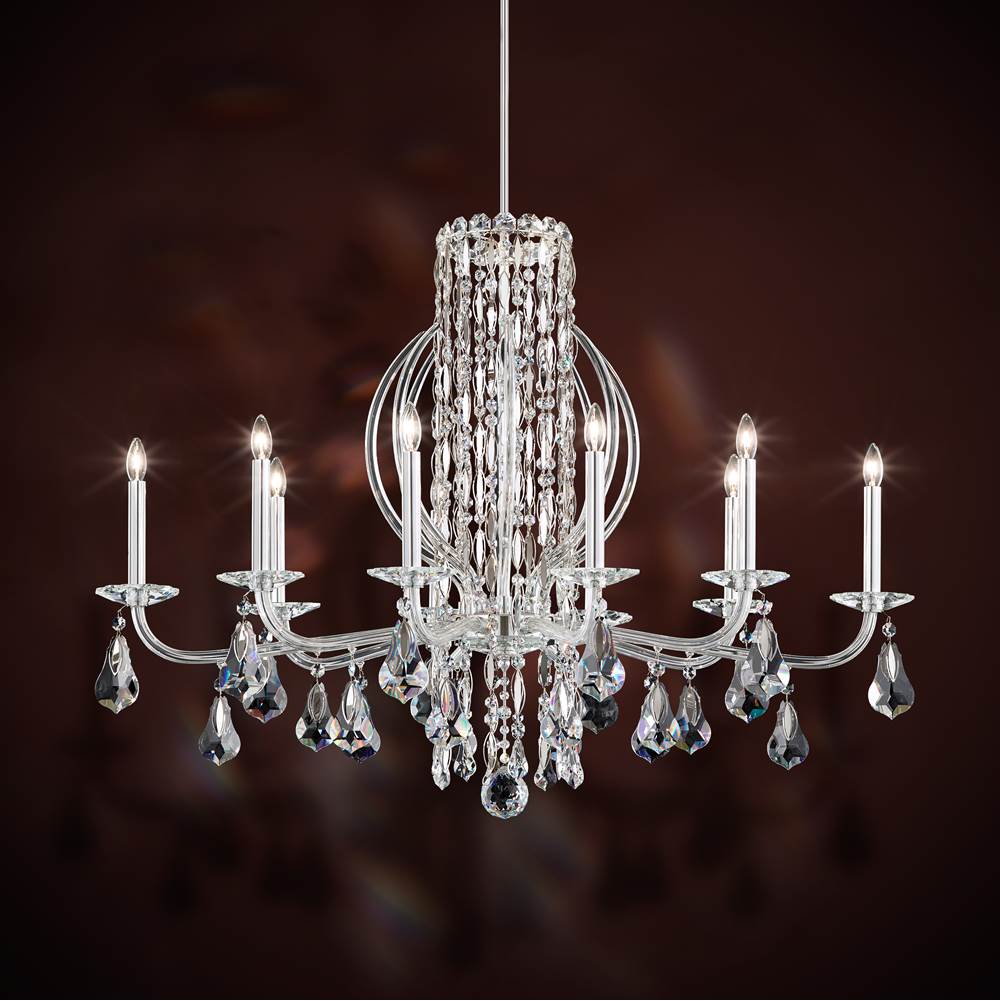Schonbek Siena 10 Light 120V Chandelier in Polished Stainless Steel with Clear Radiance Crystal