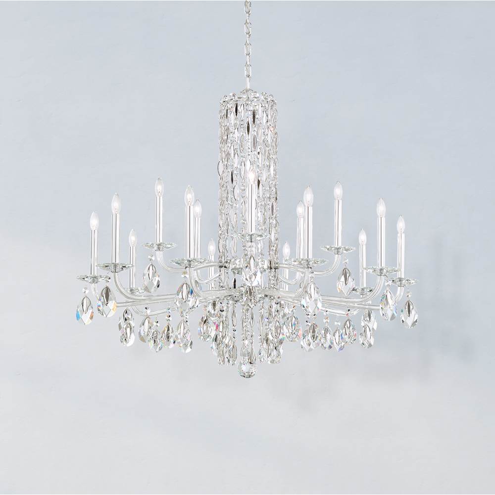 Schonbek Siena 15 Light 120V Chandelier (No Spikes) in White with Clear Radiance Crystal