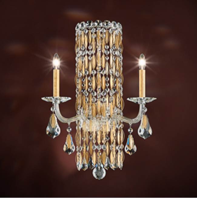 Schonbek Sarella 2 Light 110V Wall Sconce in Antique Silver with Crystal Heritage Crystal