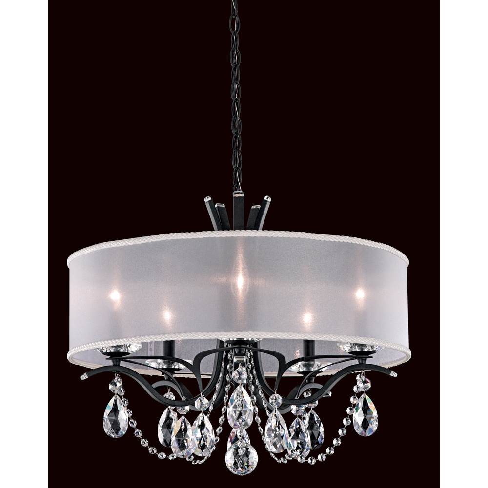 Schonbek Vesca 5 Light 120V Chandelier in White with Clear Radiance Crystal and Gold Shade