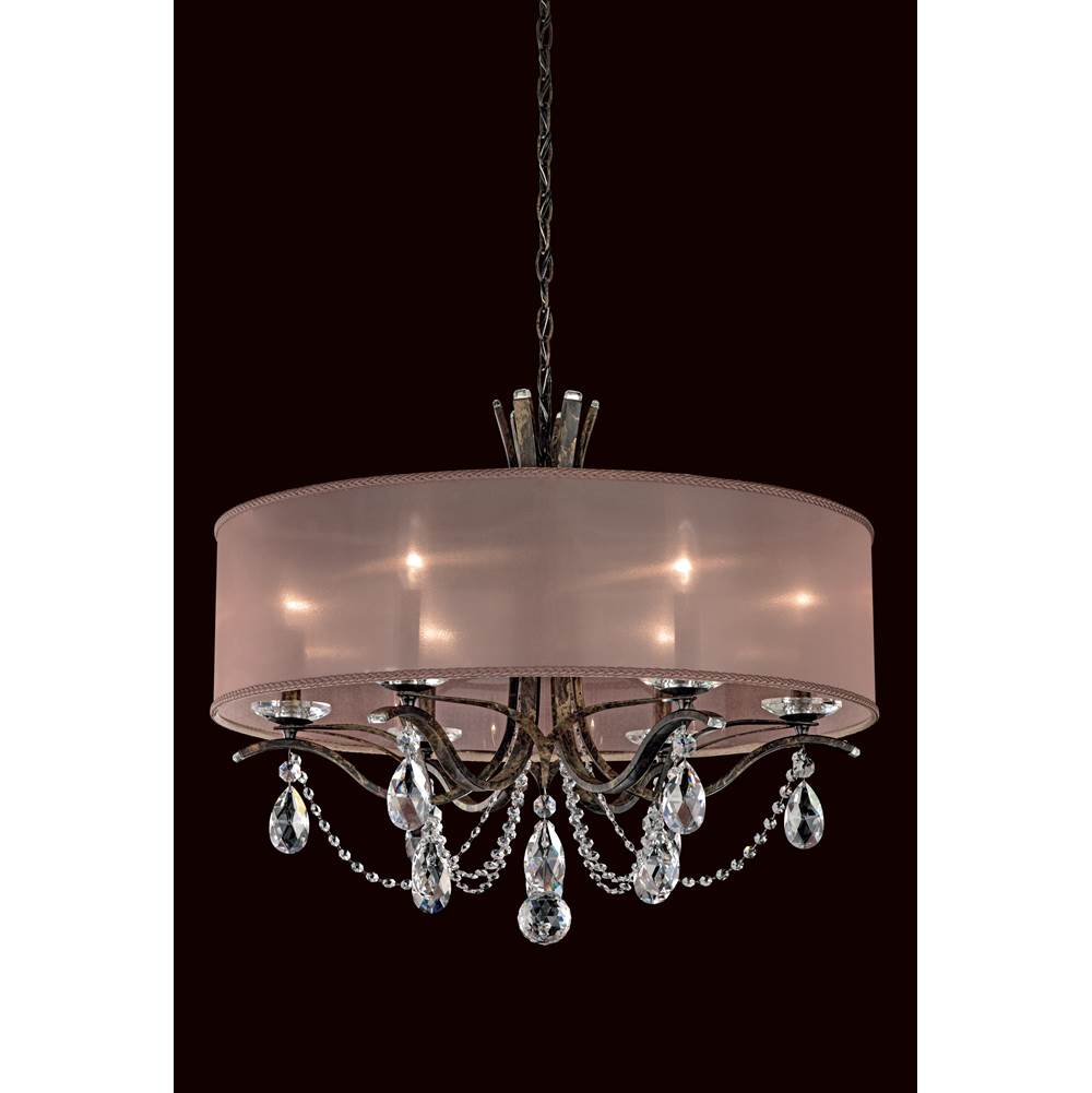 Schonbek Vesca 6 Light 120V Chandelier in Heirloom Bronze with Clear Radiance Crystal and White Shade