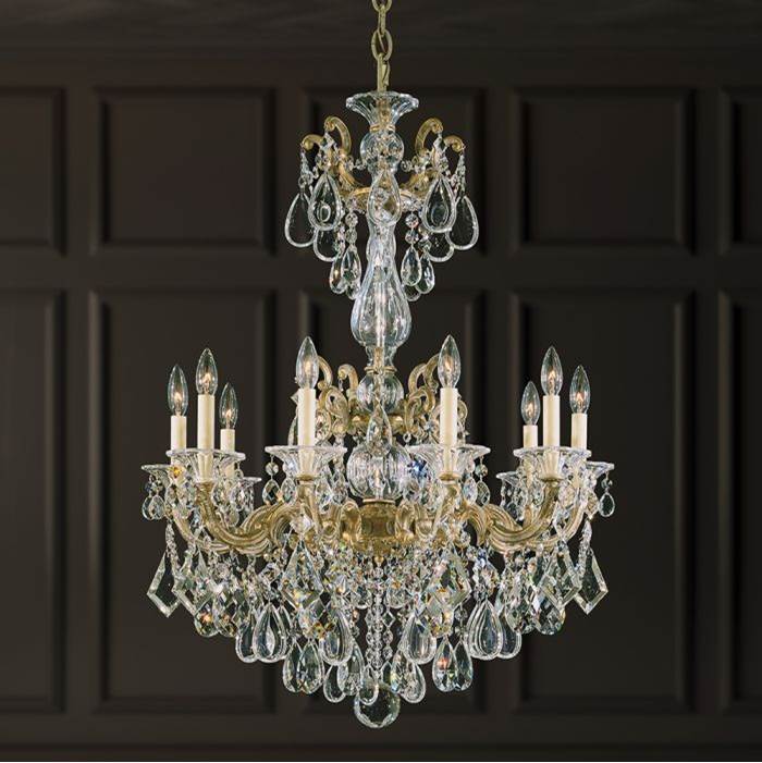 Schonbek La Scala 10 Light 110V Chandelier in Parchment Gold with Clear Crystals From Swarovski®