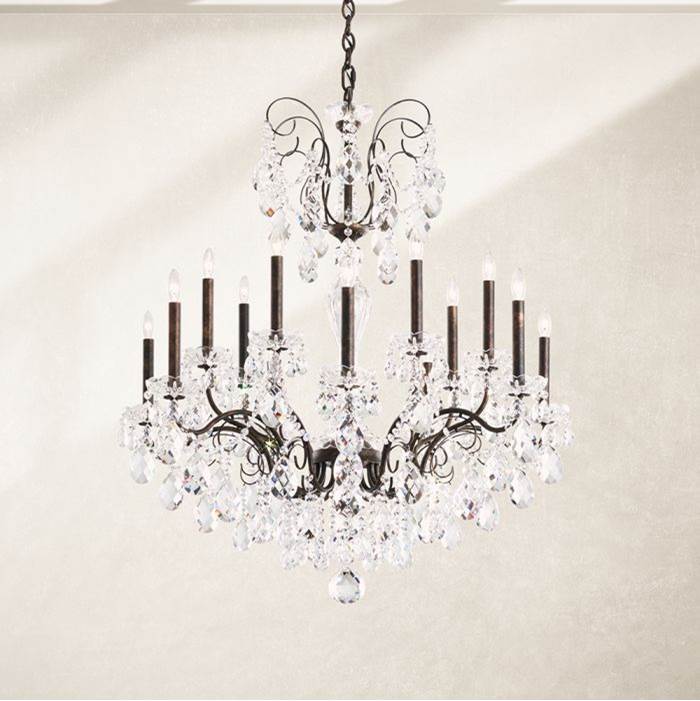 Schonbek Sonatina 14 Light 110V Chandelier in Rich Auerelia Gold with Clear Heritage Crystal