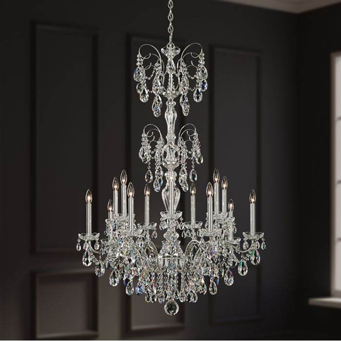 Schonbek Sonatina 14 Light 110V Chandelier in Black Pearl with Clear Crystals From Swarovski®