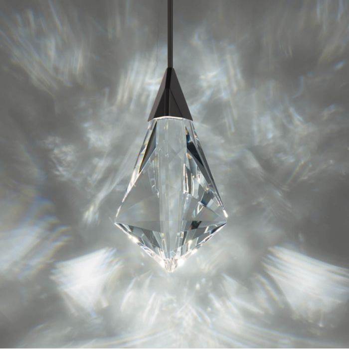 Schonbek Beyond Fazzoletto 15in LED 3000K/3500K/4000K 120V-277V Mini Pendant in Black with Clear Optic Crystal