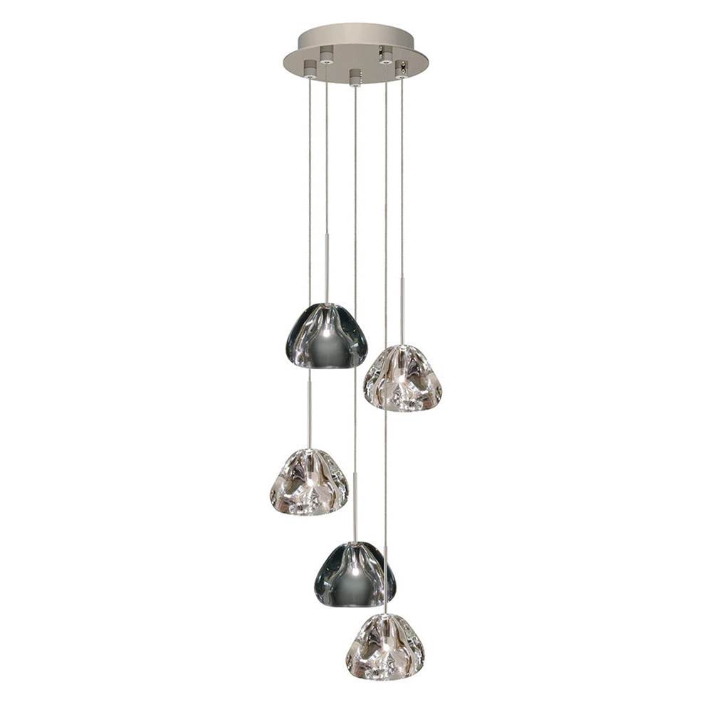 Stone Lighting Chandelier, Blob II, Small, Round, Clear Smoke Glass, Polished Nickel, G4, LED, 2 W