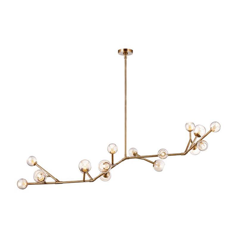 Stone Lighting Chandelier, Bowie, Clear Glass, Brushed Brass, LED, 3.5 W, G9
