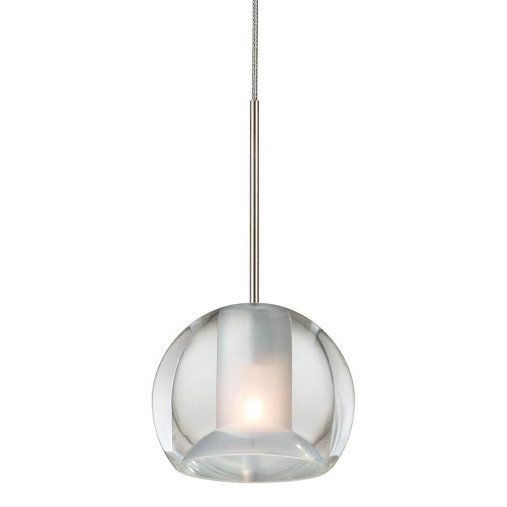 Stone Lighting Pendant, Gracie, Crystal Frosted Center, Polished Nickel, G4, LED, 2 W, 110 Lumens, Monopoint Canopy