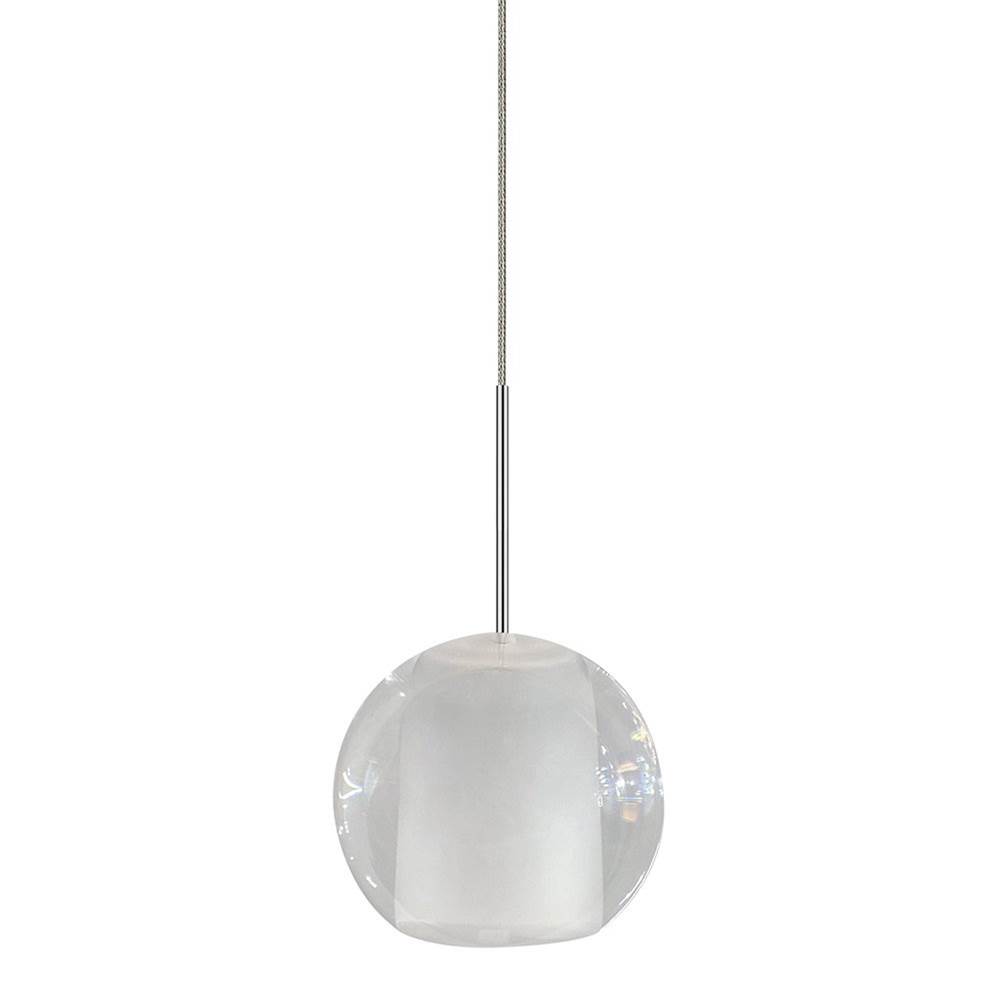Stone Lighting Pendant, Gracie, 4.5'', Frosted Glass, Polished Nickel, G4 JC, LED, 3 W, Monorail Adapter