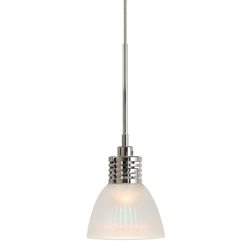 Stone Lighting Pendant, Vitrea Action, Frosted, Satin Nickel, MR16, LED, 4 W, Monopoint Canopy