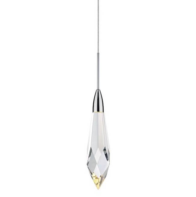 Stone Lighting Pendant, Marquis, Clear, Crystal, Polished Nickel, G4, Halogen, 10 W, 120 Lumens, for Cable Adapter