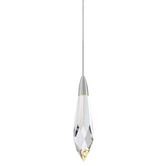 Stone Lighting Pendant, Marquis, Clear, Crystal, Satin Nickel, G4, Halogen, 10 W, 120 Lumens, Monopoint Canopy
