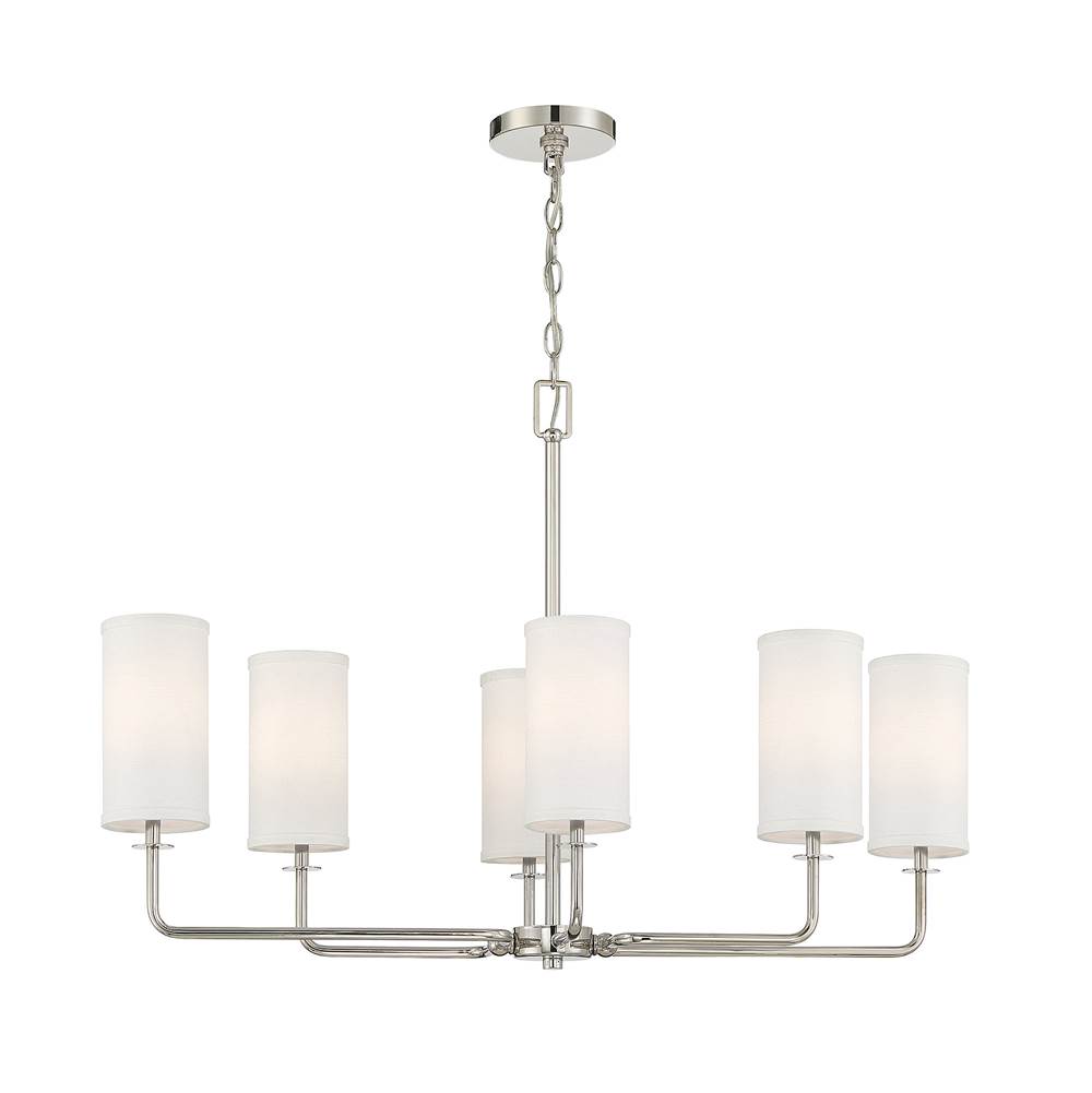 Savoy House Powell 6-Light Linear Chandelier in Polished Nickel
