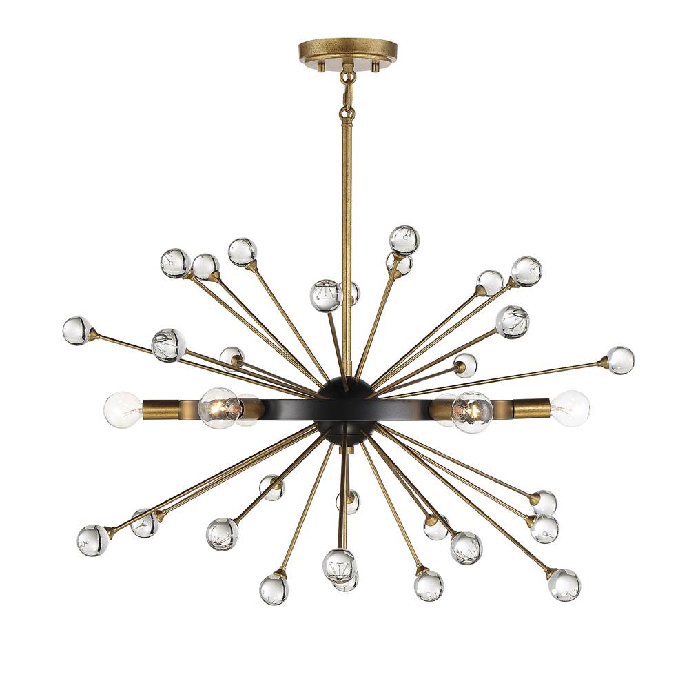 Savoy House Ariel 6-Light Chandelier in Como Black with Gold Accents