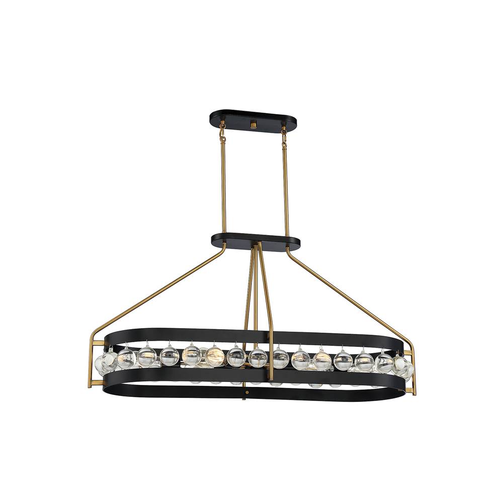 Savoy House Edina 6-Light Oval Chandelier in Matte Black with Warm Brass Accents