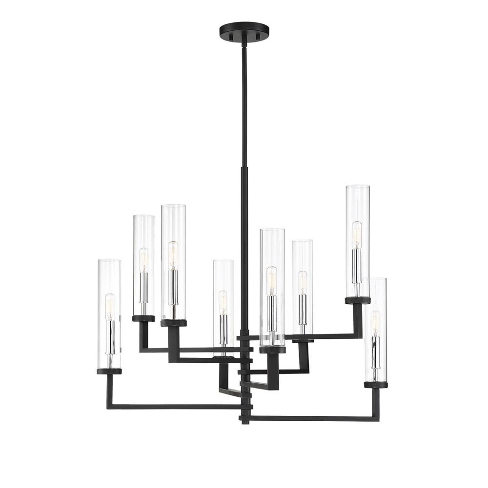 Savoy House Folsom 8-Light Adjustable Chandelier in Matte Black with Polished Chrome Accents