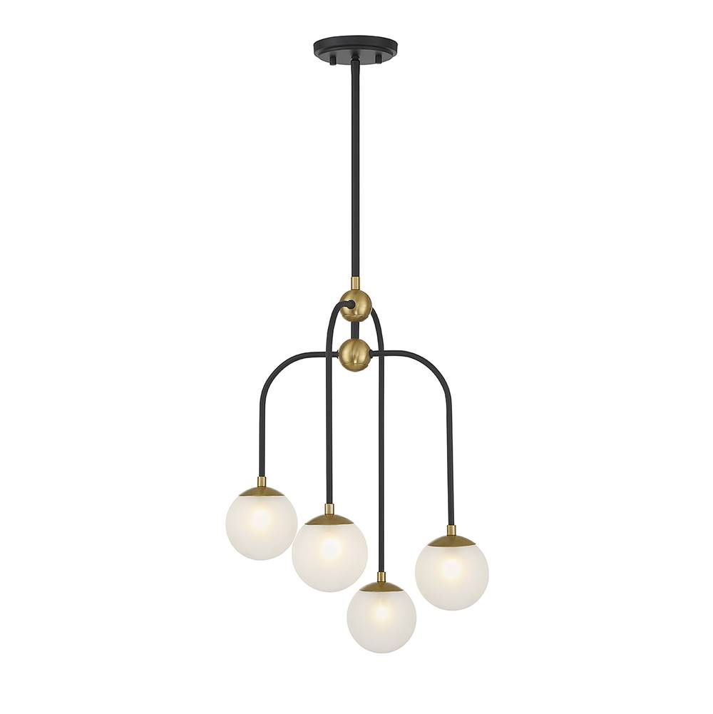 Savoy House Couplet 4-Light Chandelier in Matte Black with Warm Brass Accents
